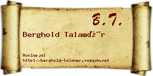 Berghold Talamér névjegykártya